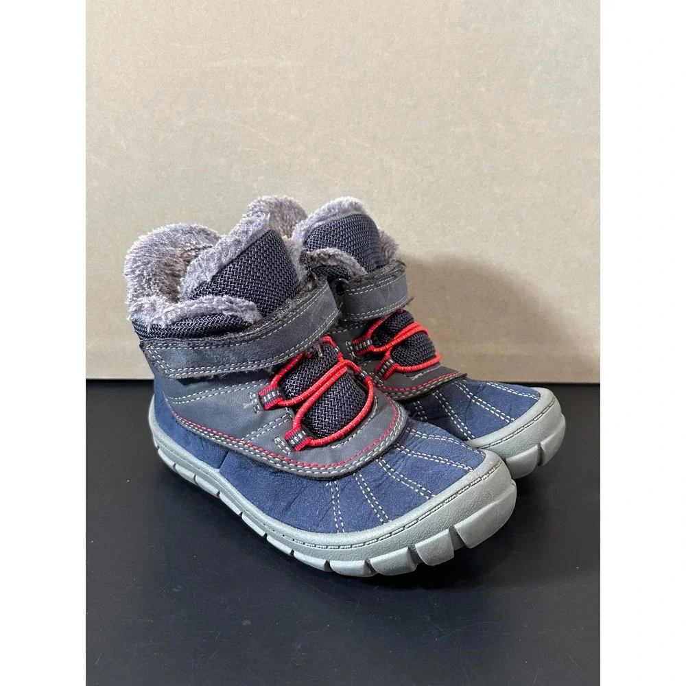 OshKosh Bgosh Marley2-15 Kids Navy Blue Faux Fur Lined Winter Boots Size‎ 11